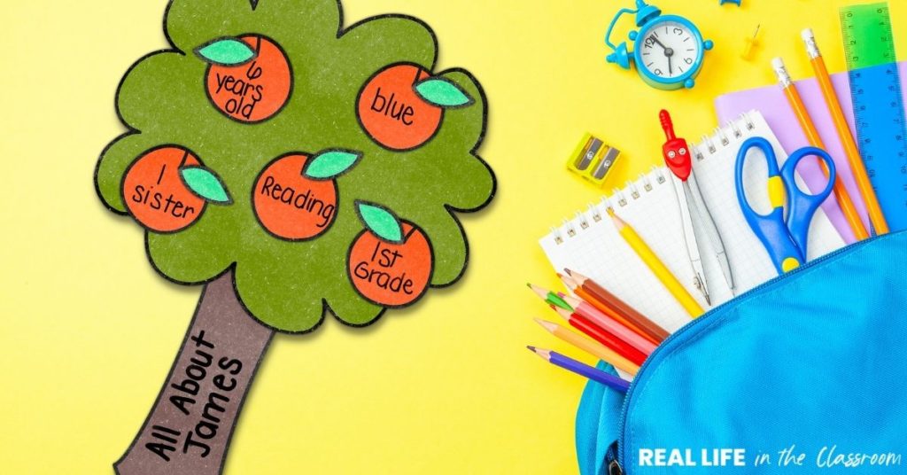 9 Reasons Educational Crafts are Worth Your Time back to school apple tree craft with backpack and supplies