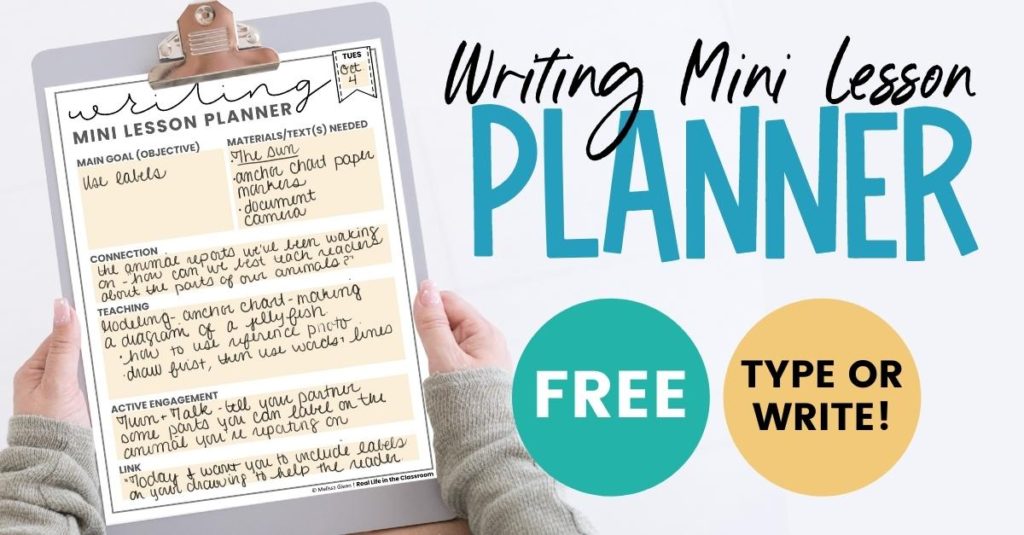 Teaching Write to Meet the Needs of Your Students teacher holding a lesson planner for teaching writing on a clipboard