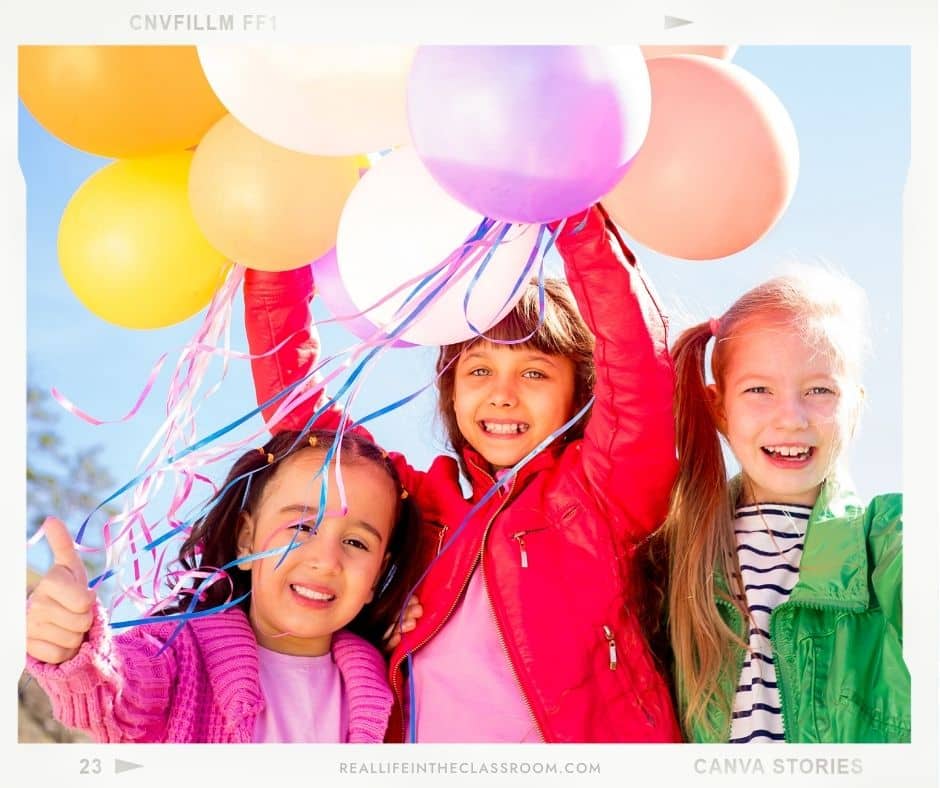 Girls celebrating with balloons