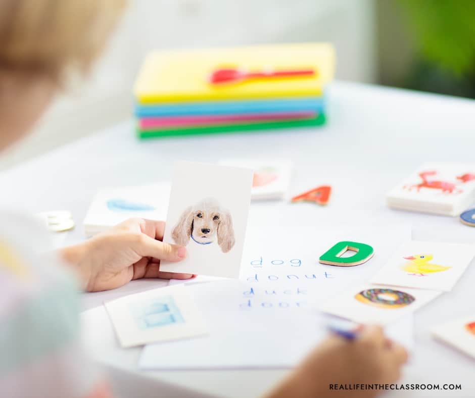 Student working with an interactive phonics activity