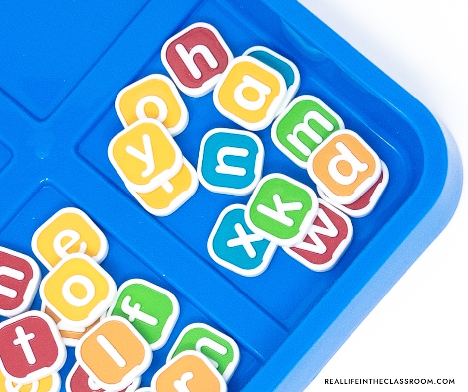 letter tiles for word building activity centers