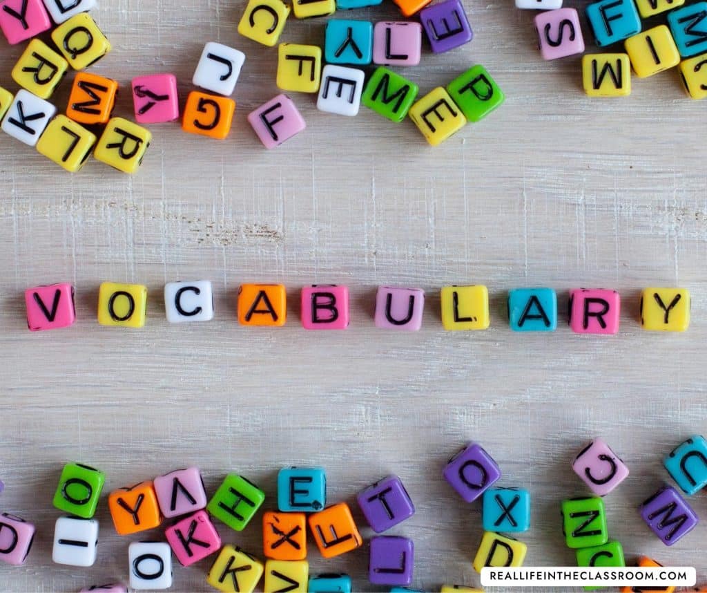 colorful beads spelling out the word VOCABULARY